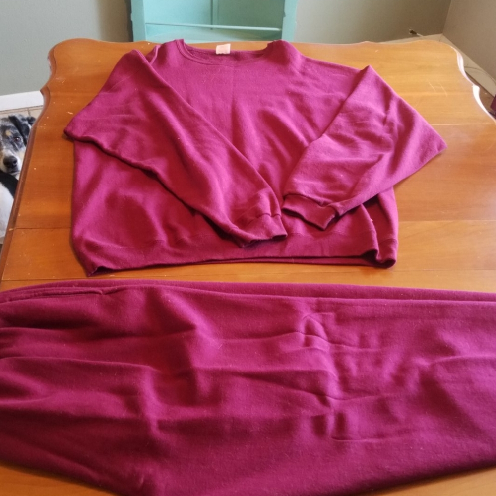 Mens MAROON Hanes Sweat Set